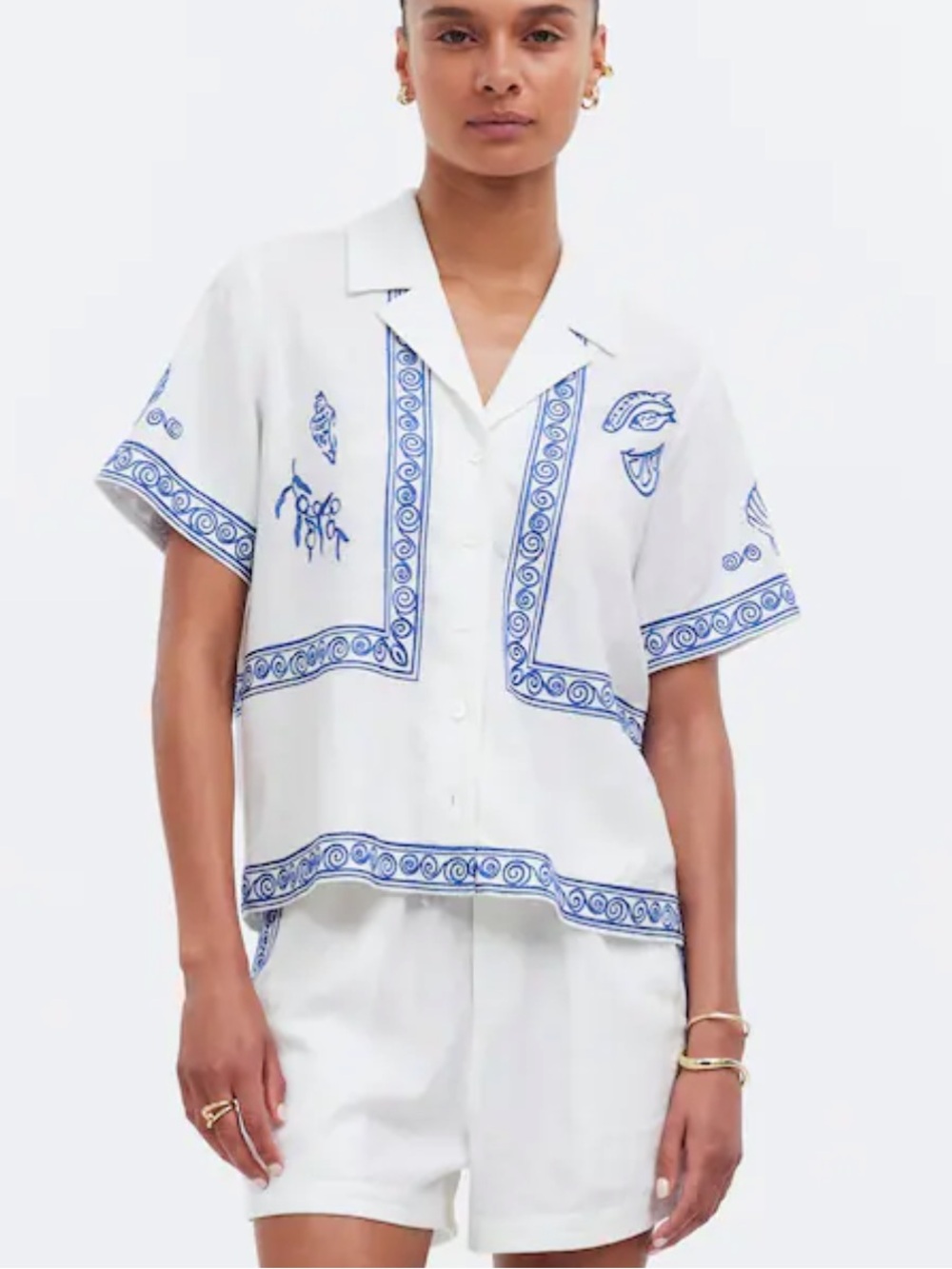 Madewell x Lisa Says Gah!
Embroidered Linen Button-Front Shirt XL
